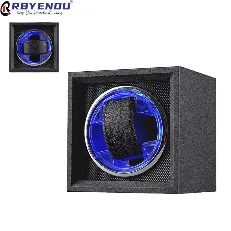 All Black Frosted Skin Ice Blue LED Watch Winders single Slo