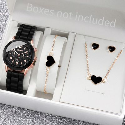 5/6PCS Women Watches Fashion Silicone Band Women Quartz Watc