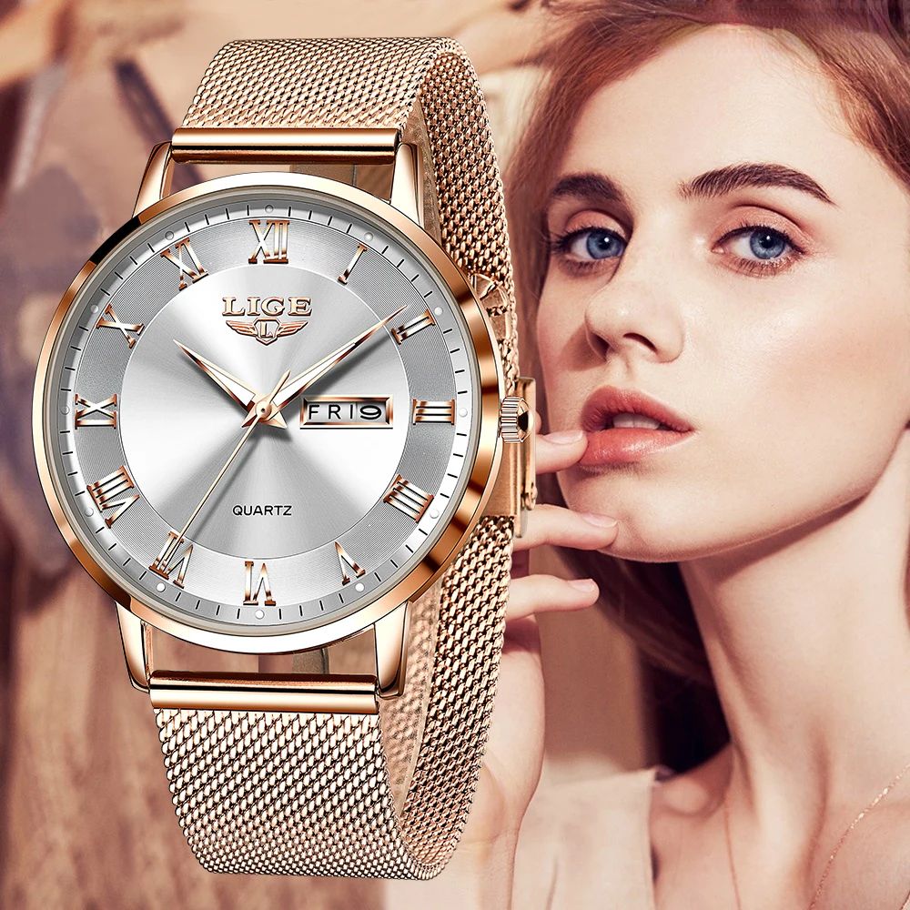 LIGE Ultra-thin Women Watches Luxury Quartz Watch Woman Fash