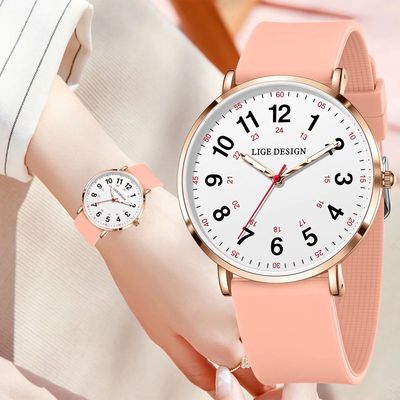 LIGE Luxury Silicone Strap Women's Wristwatch Digital Elegan