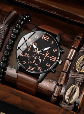5PCS Set Fashion Mens Sports Bracelet Watches For Men Retro