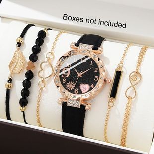 6PCS Set Watch For Women Luxury Leather Analog Ladies Quartz