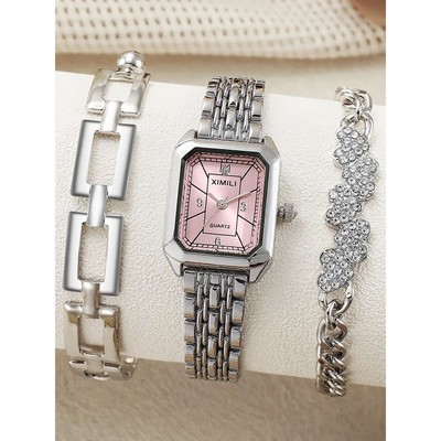 Fashionable All-Match Light Luxury Steel Band Square Quartz