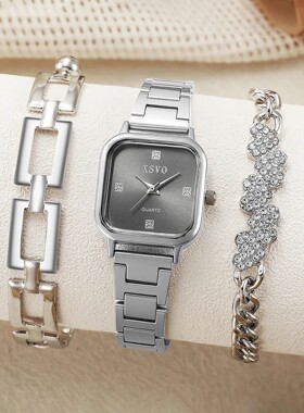 Fashion Light Luxury All-match Steel Band Square Dial Women'