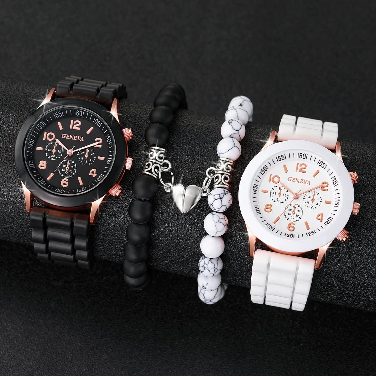 4PCS Couple Watches Fashion Arabic Women Quartz Watch Casual