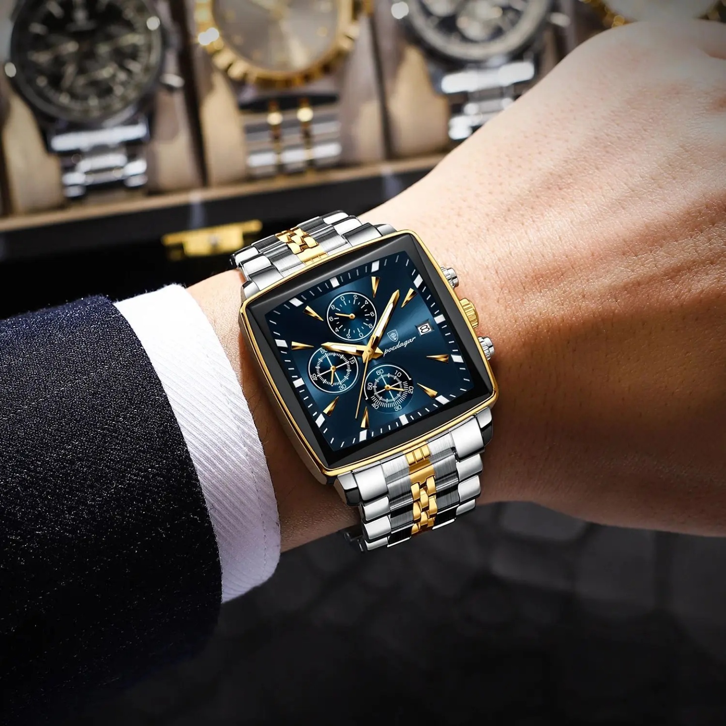 POEDAGAR Original Men's Watches Waterproof Stainless Steel