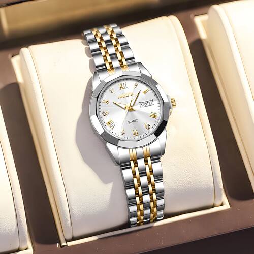 NIBOSI New Woman Watch Stainless Steel Waterproof Auto Date
