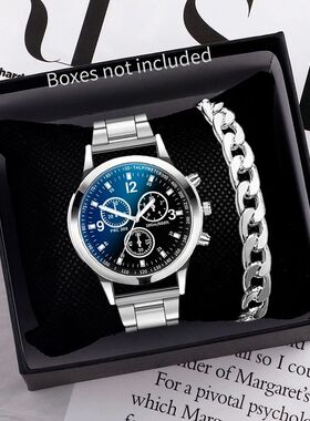1/2PCS Men Business Watches Fashion Men's Steel Band Quartz