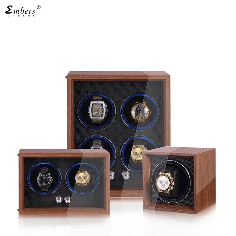 2024 New Embers New Matte Black 1 2 Slots Watch Winder Woode