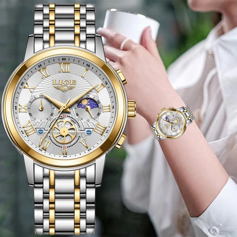 2024 LIGE Top Luxury Women Watch Creative Steel Women's Brac