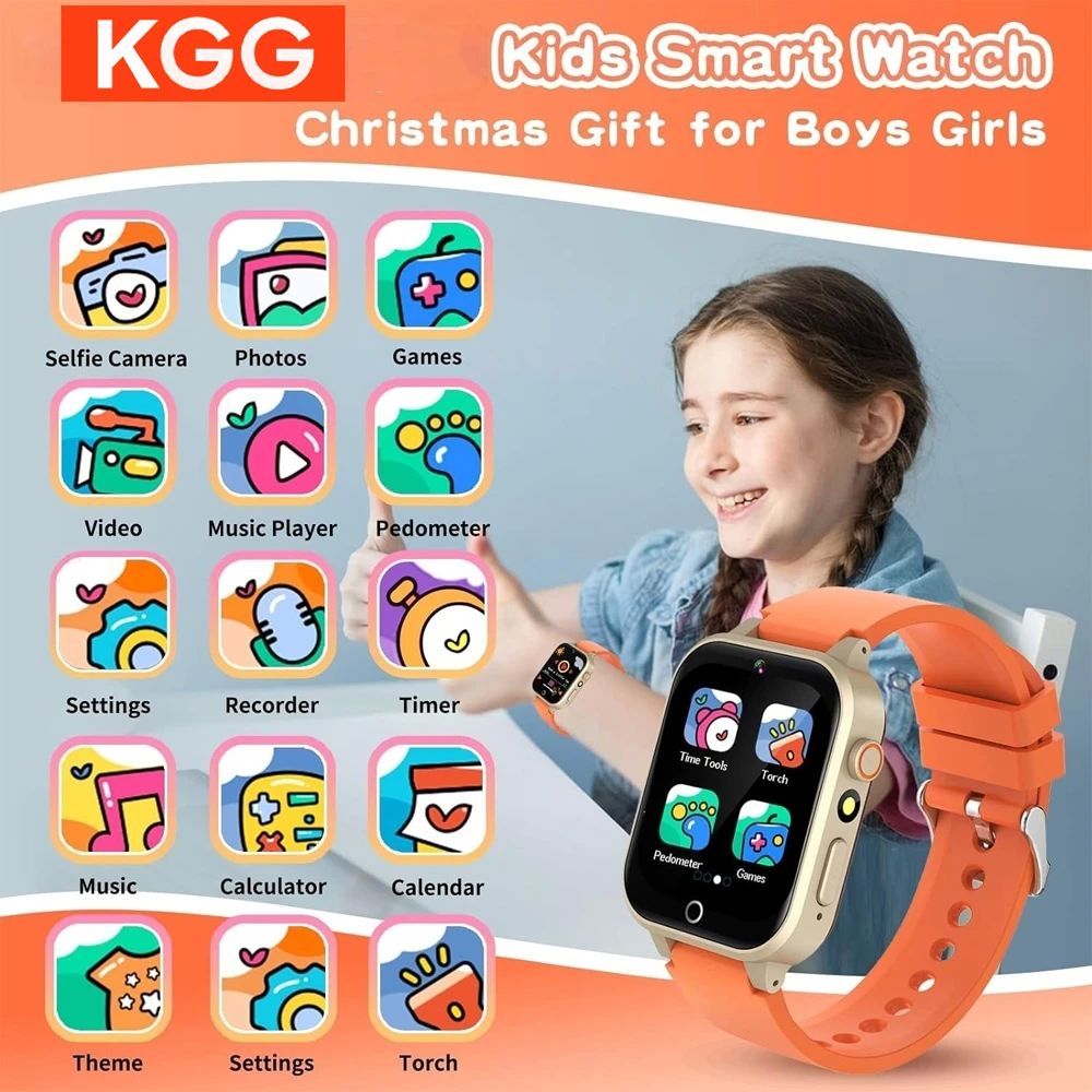 KGG Kids Smart Watches For Girls Boys 26 Games Touch Screen