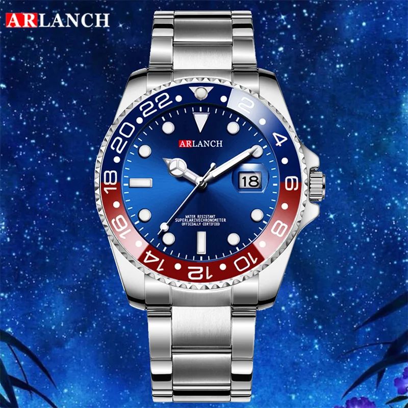 ARLANCH Hot Sell Men Quartz Steel Watch Luminous Date Analog