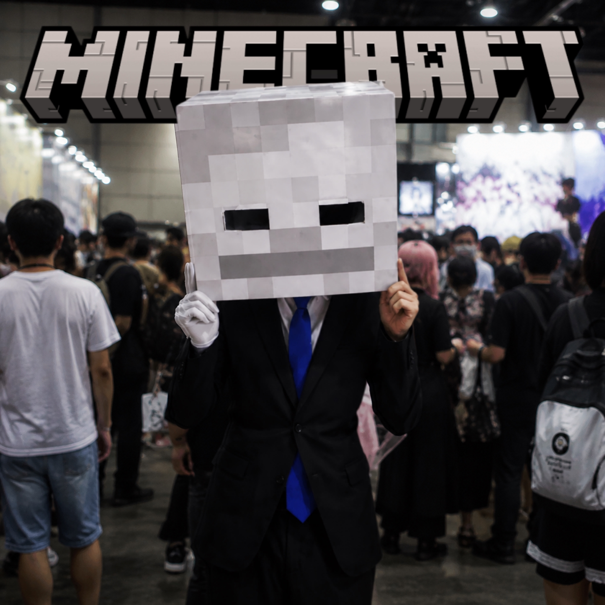 我的世界小白头套cosplay纸膜头盔骷髅万圣节漫展道具mc周边玩具