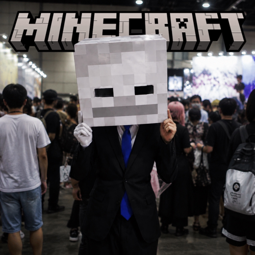 我的世界小白头套cosplay纸膜头盔骷髅万圣节漫展道具mc周边玩具