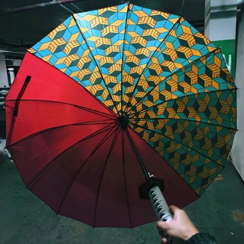 义勇桑~富冈义勇鬼灭之刃雨伞日轮刀动漫长柄伞刀动漫遮阳cos道具