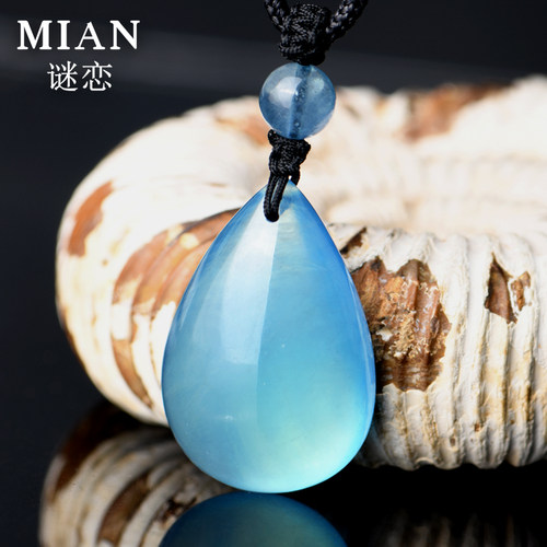 天然海蓝宝吊坠女正品巴西宝石级老矿料冰种海蓝宝项链补水送证书