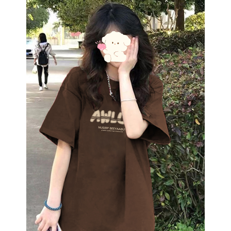 美式高街潮牌正肩纯棉短袖T恤女