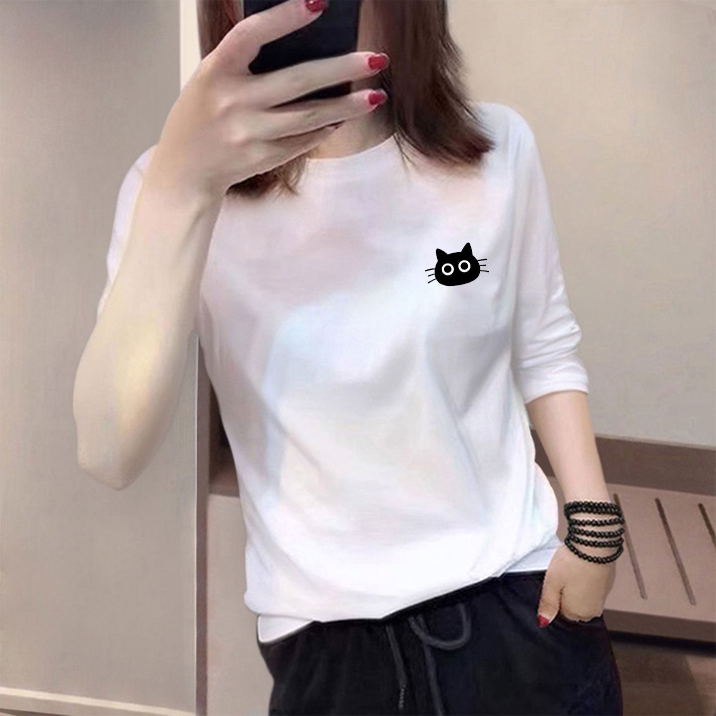 长袖t恤女2025新款秋冬加绒高级感可外穿时尚洋气内搭打底衫上衣