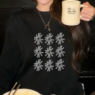 黑色宽松长袖t恤女装2026新款早春韩系穿搭内搭可外穿打底衫上衣