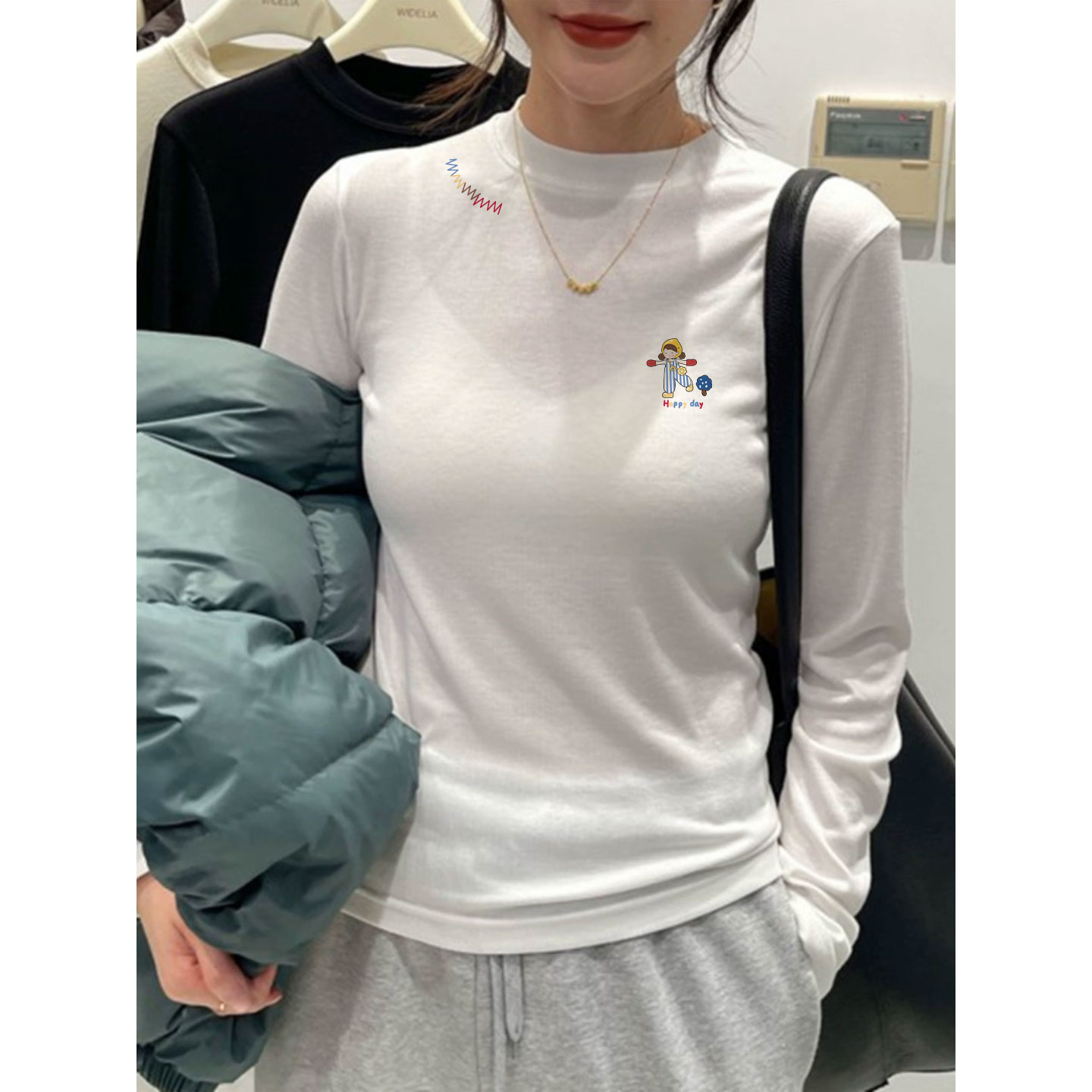 深冬独特超好看内搭打底衫女2025新款秋冬德绒小立领长袖t恤上衣