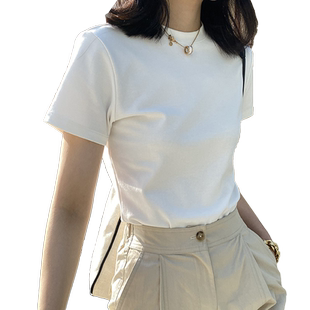 白色纯棉短袖T恤女2026早春新款夏季小众设计感港味复古chic上衣