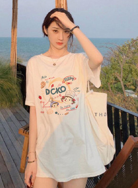 白色纯棉短袖T恤大码女装2026早春新款夏季甜辣小众设计感上衣服