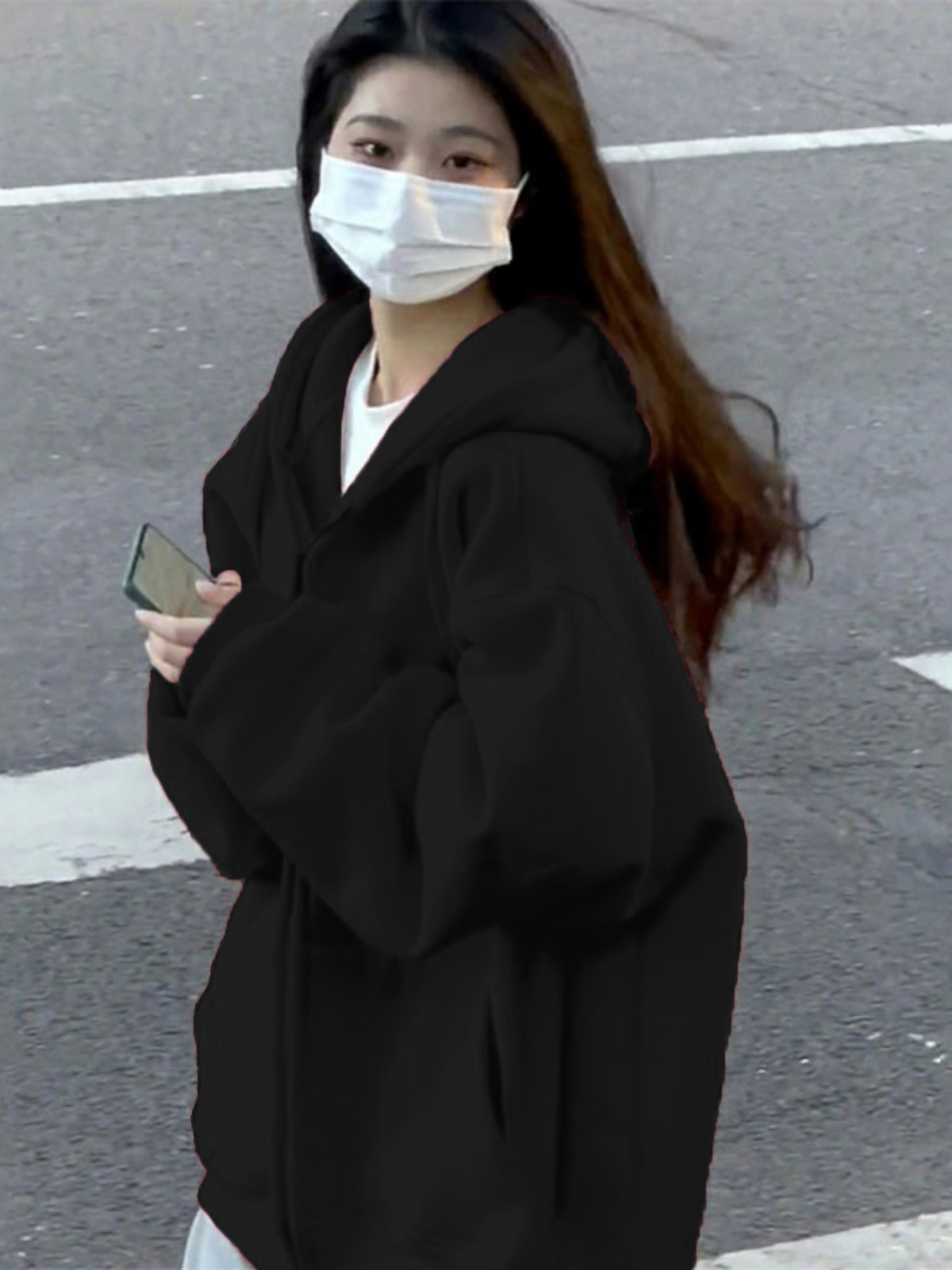 春秋季新款开衫拉链卫衣女士外套