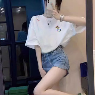 t恤女2025新款 胖mm大码 白色纯棉短袖 夏季 慵懒风上衣 女装 宽松韩版