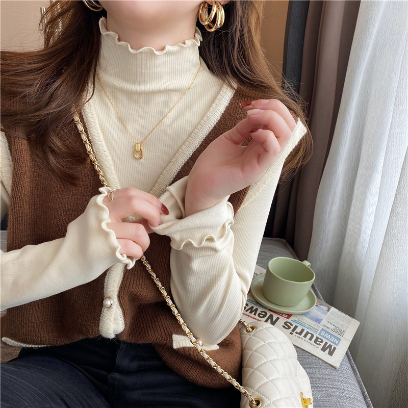 秋冬新款德绒半高领打底衫女装