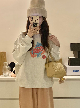 灰色小众卫衣女款2026新款爆款欧货小个子春秋冬季加绒外套上衣厚