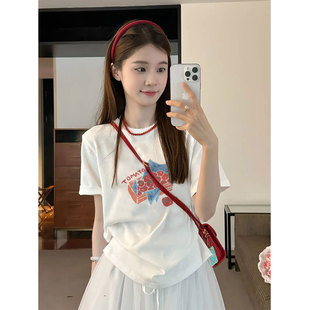 夏天白色纯棉短袖t恤女装2026新款今年流行爆款宽松休闲显瘦上衣