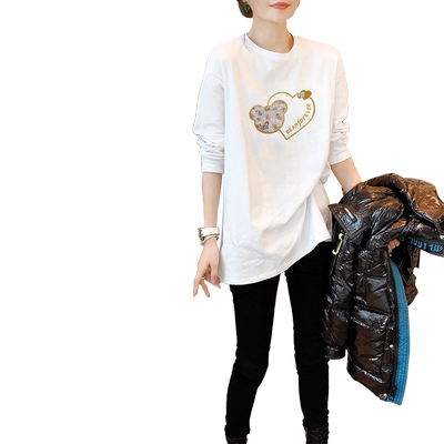 中长款长袖t恤上衣女遮屁股