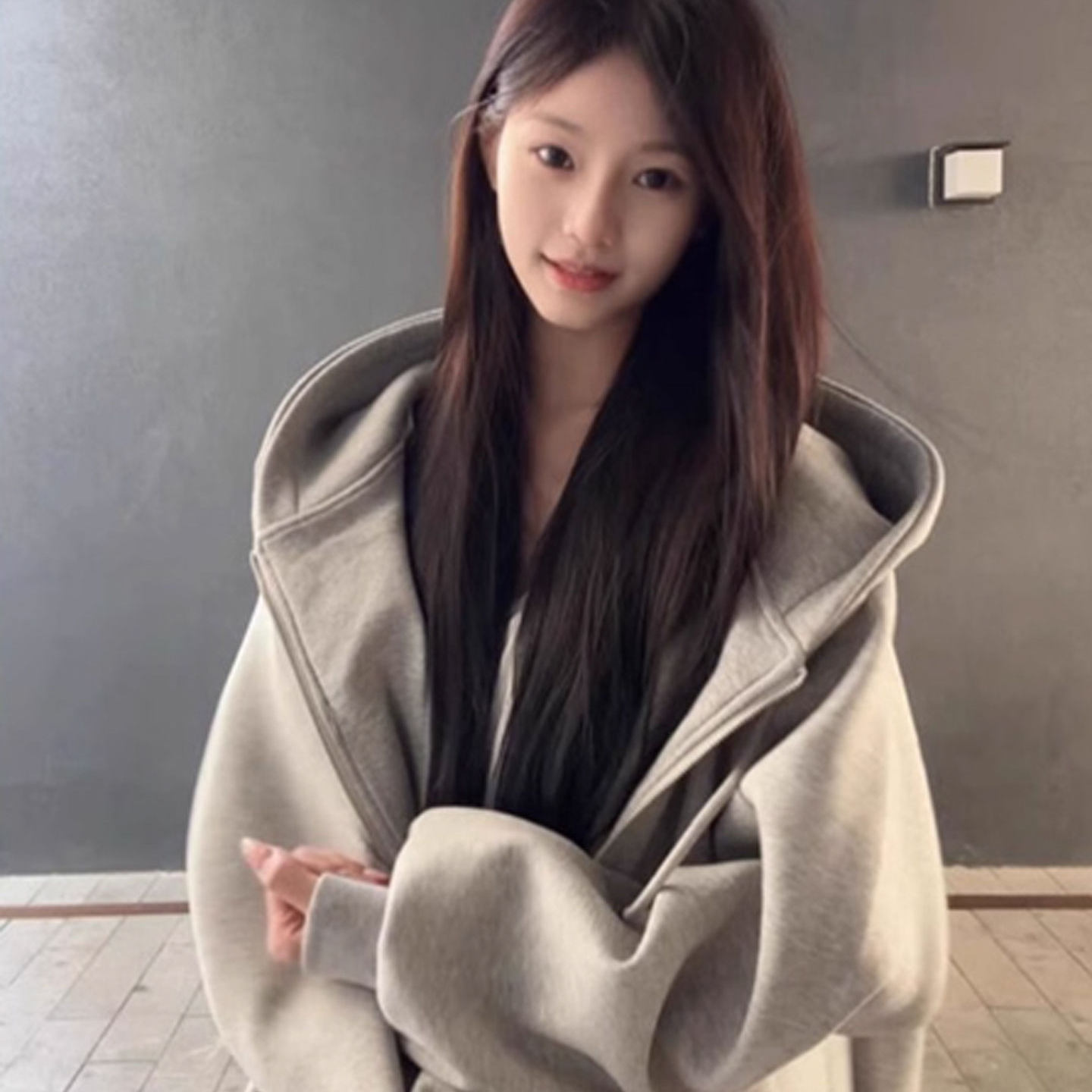 美式慵懒chic卫衣女2025新款今年流行爆款秋冬季加绒连帽拉链外套