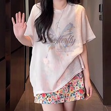 大码女装白色纯棉短袖t恤女2025新款夏季宽松显瘦韩版慵懒风上衣
