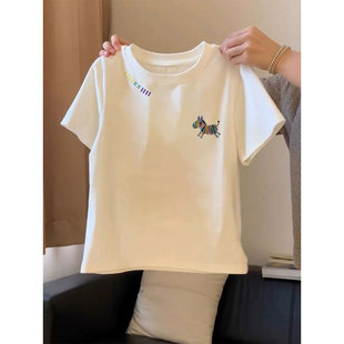 白色纯棉短袖t恤女2026新款春夏季韩系穿搭宽松超火减龄欧货上衣