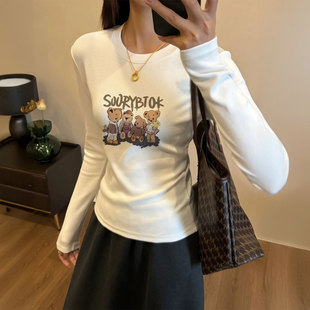 美式修身长袖t恤女装2026新款早春韩系穿搭内搭可外穿打底衫上衣