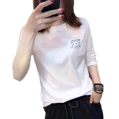 白色纯棉长袖t恤女装内搭打底衫