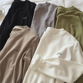 洋气内搭高端加绒打底衫 白色纯棉长袖 T恤女春秋冬季 欧美内搭上衣