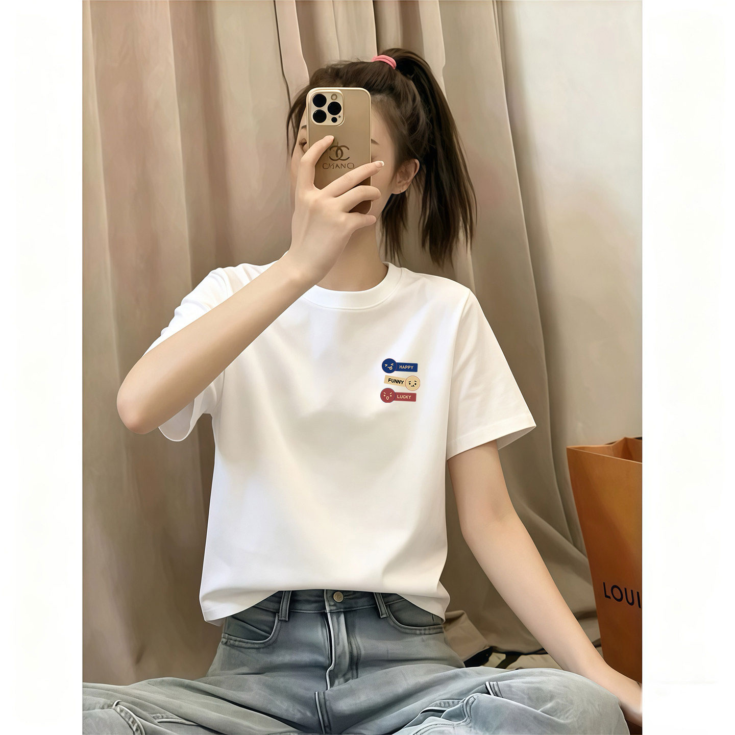 纯棉短袖t恤女装2026新款今年流行的爆款夏季独特漂亮减龄款上衣图片