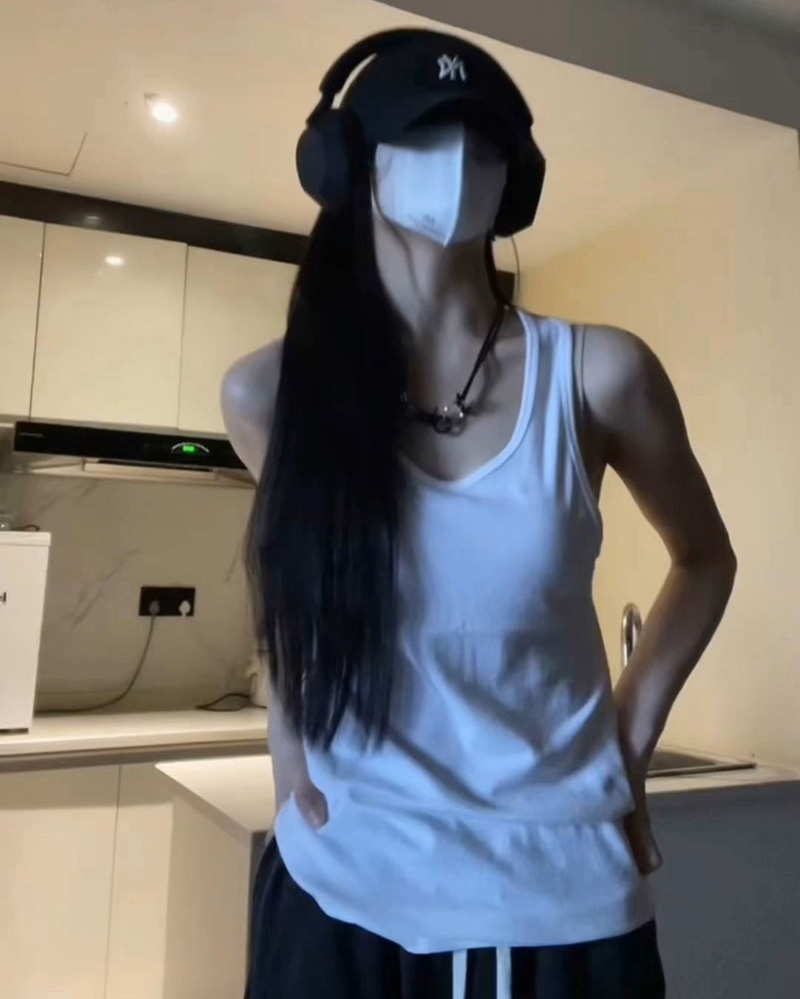 白色吊带背心女夏季无袖t恤上衣