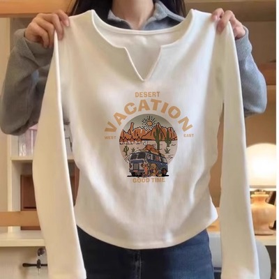 秋冬修身短款v领小众设计感上衣