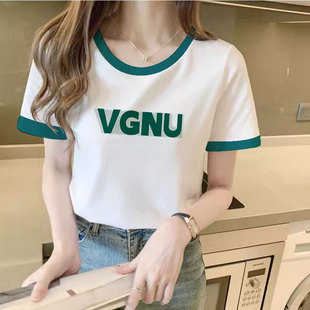 女装 纯棉短袖 小众设计感大码 t恤女2025新款 胖mm遮肚上衣藏肉 夏季