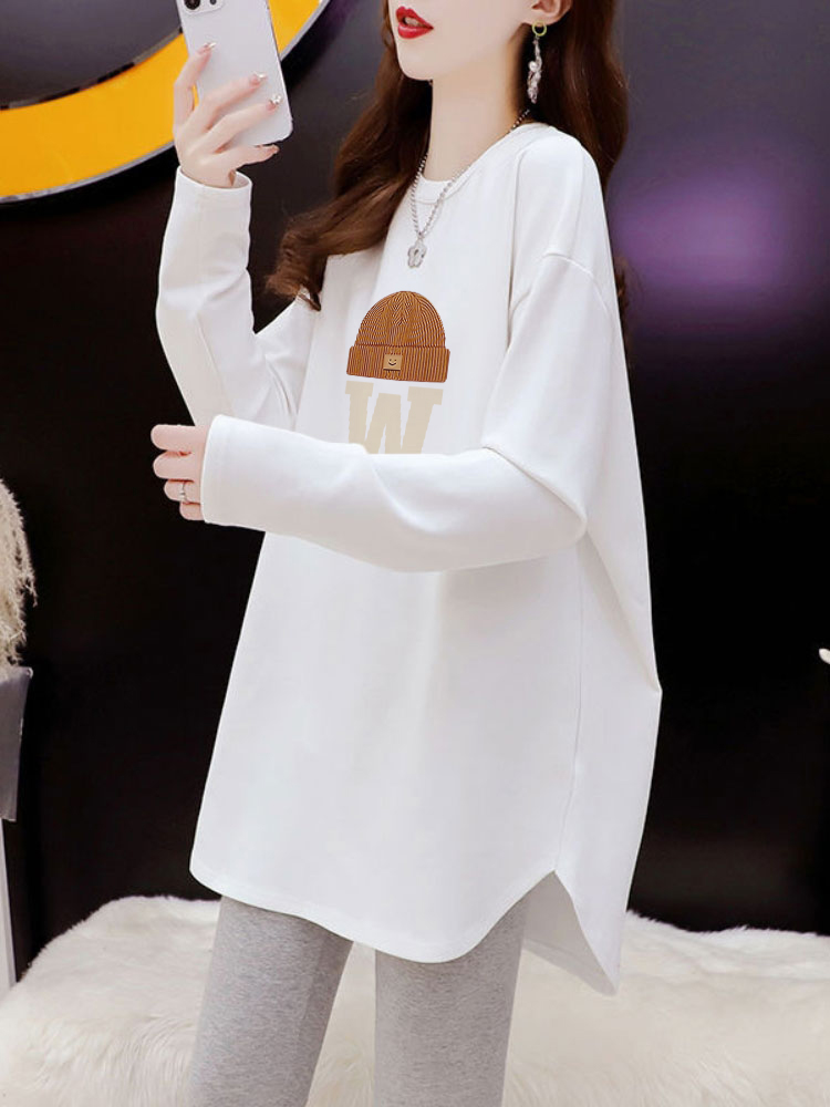 秋冬季中长款打底衫纯棉上衣