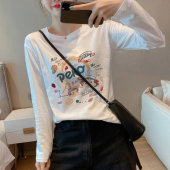 洋气内搭加绒打底衫 秋冬季 圆领上衣 t恤女2026年新款 白色纯棉长袖