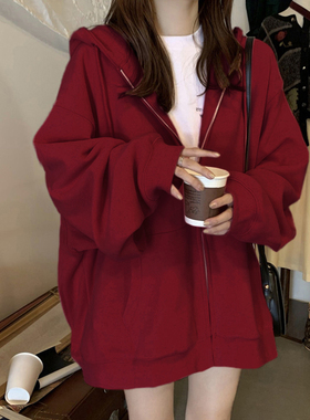 2025年春秋新款宽松bf慵懒风长袖连帽卫衣女冬季加绒学生上衣外套