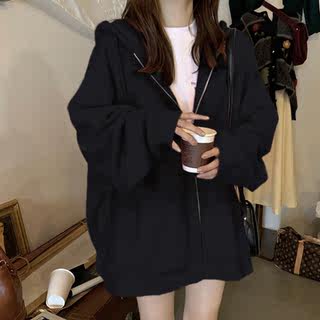2025早春新款宽松bf慵懒风连帽长袖卫衣女加绒加厚秋冬季女装外套