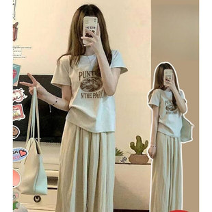 灰色高质量正肩显瘦短袖t恤女装2026新款夏季韩系上衣小众设计感