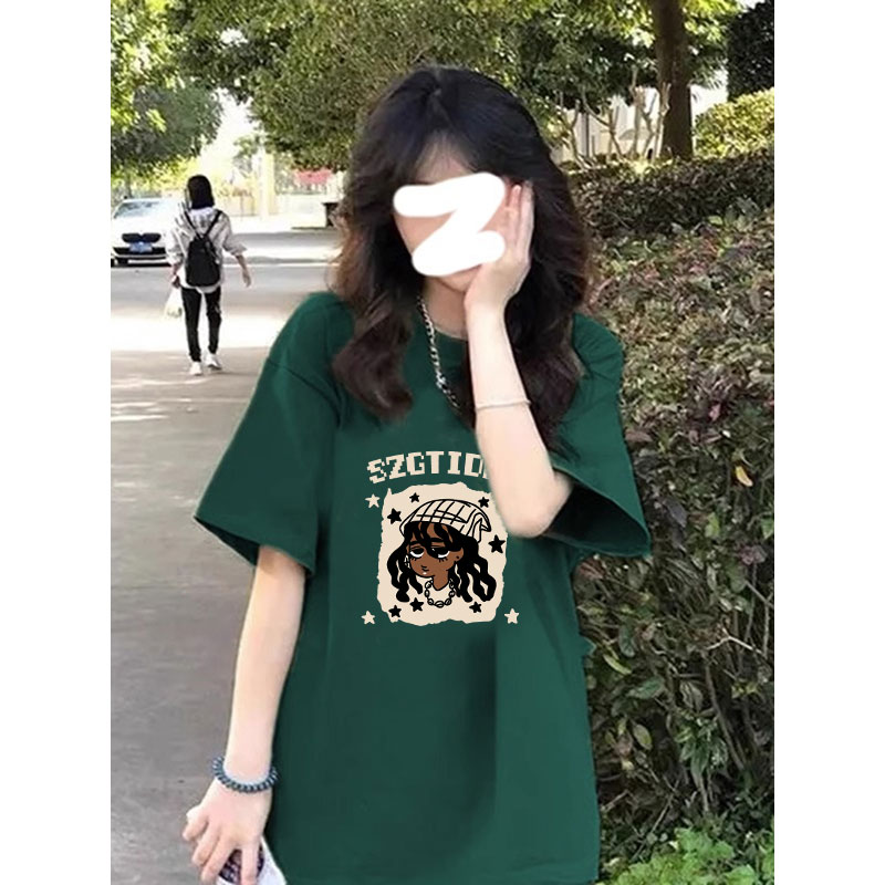 纯棉短袖大码宽松印花潮牌上衣夏