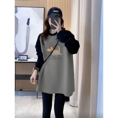 秋冬德绒内搭打底衫女纯棉插肩长袖t恤中长款遮屁股洋气高档上衣