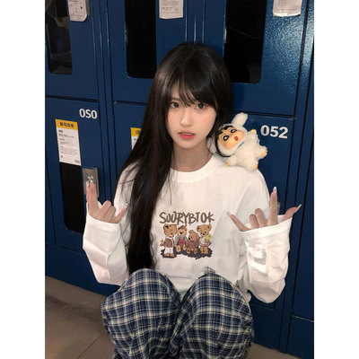 白色纯棉长袖t恤女2025新款爆款秋冬季德绒内搭高级感打底衫上衣